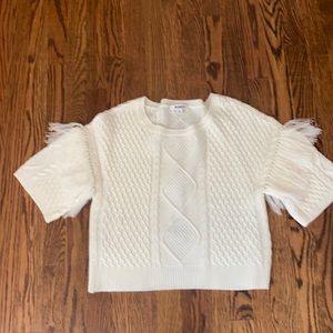 BB Dakota Short Sleeve Sweater with Fringe